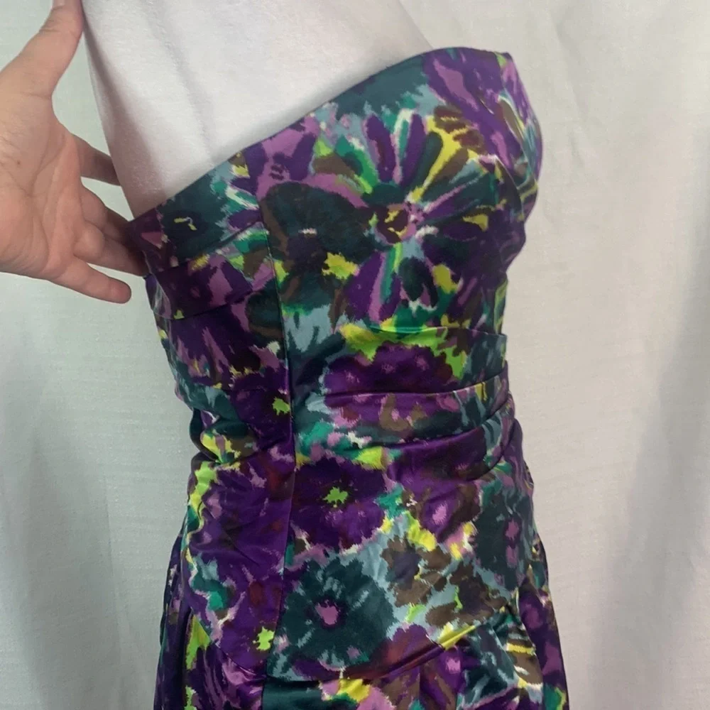 BCBGMAXAZRIA Purple Floral Mini Dress w/ Optional Straps- NWT